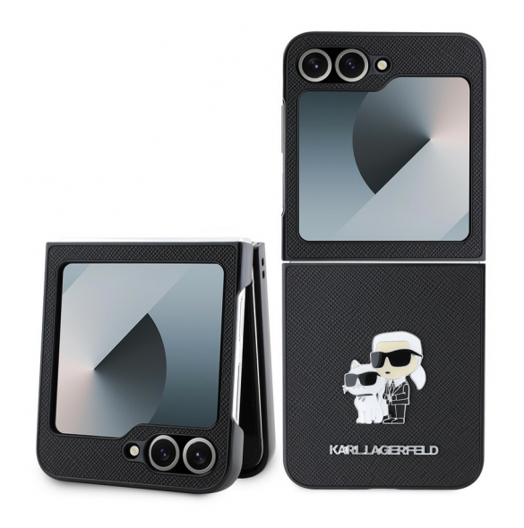 Karl Lagerfeld PU Saffiano Karl och Choupette Fodral till Samsung Galaxy Z Flip 6 Svart