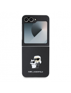 Karl Lagerfeld PU Saffiano Karl och Choupette Fodral till Samsung Galaxy Z Flip 6 Svart