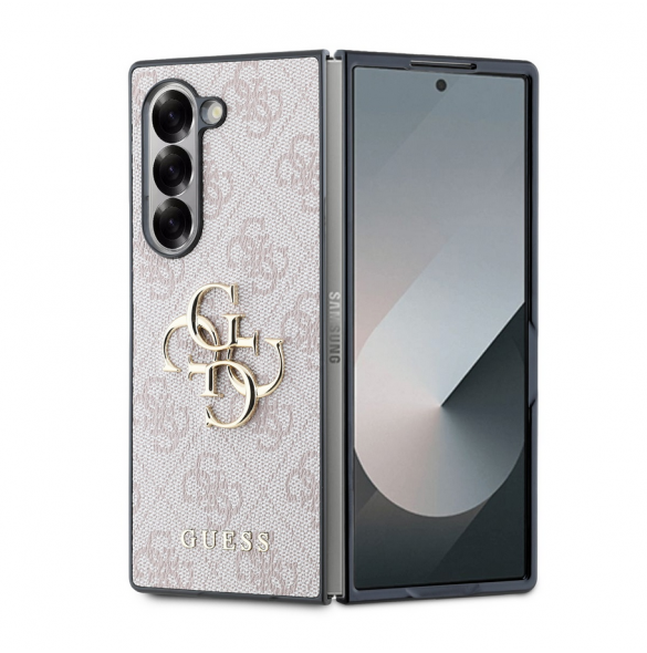 Guess PU 4G metalllogofodral för Samsung Galaxy Z Fold 6 Rosa