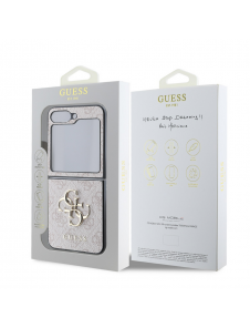 Guess PU 4G metalllogofodral för Samsung Galaxy Z Flip 6 Pink