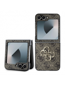 Guess PU 4G metalllogofodral för Samsung Galaxy Z Flip 6 Brown