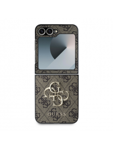 Guess PU 4G metalllogofodral för Samsung Galaxy Z Flip 6 Brown