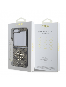 Guess PU 4G metalllogofodral för Samsung Galaxy Z Flip 6 Brown