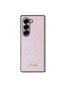 Guess PC/TPU Glitter Flakes metalllogofodral för Samsung Galaxy Z Fold 6 Pink