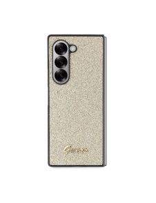 Guess PC/TPU Glitter Flakes metalllogofodral för Samsung Galaxy Z Fold 6 Gold