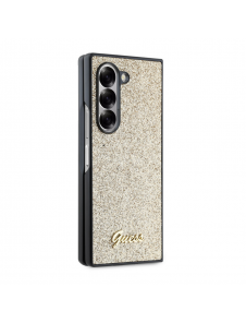 Guess PC/TPU Glitter Flakes metalllogofodral för Samsung Galaxy Z Fold 6 Gold