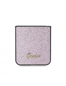 Guess PC/TPU Glitter Flakes metalllogofodral till Samsung Galaxy Z Flip 6 Pink