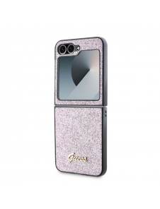 Guess PC/TPU Glitter Flakes metalllogofodral till Samsung Galaxy Z Flip 6 Pink