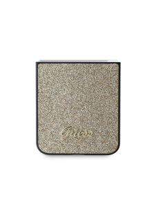Guess PC/TPU Glitter Flakes metalllogofodral till Samsung Galaxy Z Flip 6 Gold