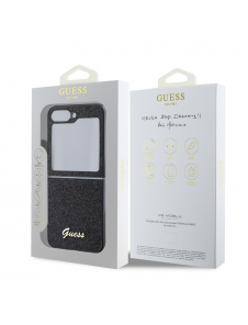 Guess PC/TPU Glitter Flakes metalllogofodral till Samsung Galaxy Z Flip 6 Svart