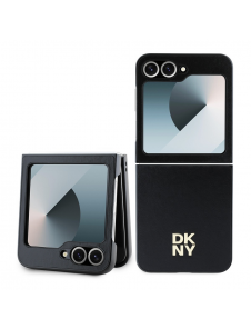 DKNY PU Leather Stack Logo Fodral för Samsung Galaxy Z Flip 6 Svart