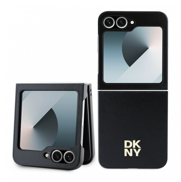 DKNY PU Leather Stack Logo Fodral för Samsung Galaxy Z Flip 6 Svart