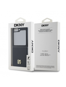 DKNY PU Leather Stack Logo Fodral för Samsung Galaxy Z Flip 6 Svart