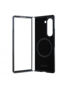 DKNY PU Leather Stack Logo MagSafe Fodral för Samsung Galaxy Z Fold 6 Svart