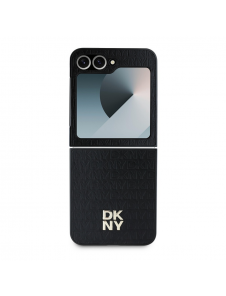 DKNY PU Läder Repeat Pattern Stack Logo Fodral till Samsung Galaxy Z Flip 6 Svart