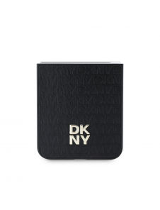 DKNY PU Läder Repeat Pattern Stack Logo Fodral till Samsung Galaxy Z Flip 6 Svart