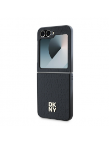 DKNY PU Läder Repeat Pattern Stack Logo Fodral till Samsung Galaxy Z Flip 6 Svart