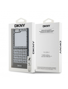 DKNY PU Läder Repeat Mönster Bottom Stripe Case för Samsung Galaxy Z Flip 6 Brown