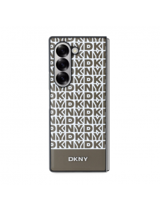 DKNY PU Läder Repeat Pattern Bottom Stripe MagSafe Fodral för Samsung Galaxy Z Fold 6 Brown