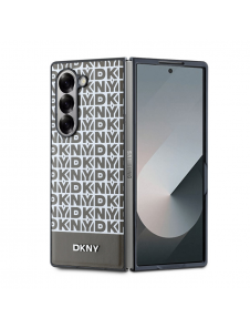 DKNY PU Läder Repeat Pattern Bottom Stripe MagSafe Fodral för Samsung Galaxy Z Fold 6 Brown