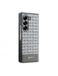 DKNY PU Läder Repeat Pattern Bottom Stripe MagSafe Fodral för Samsung Galaxy Z Fold 6 Brown