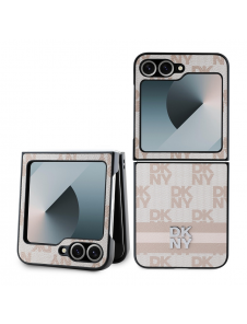 DKNY PU-läderfodral med rutigt mönster och rand till Samsung Galaxy Z Flip 6 Pink