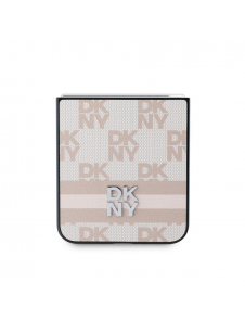 DKNY PU-läderfodral med rutigt mönster och rand till Samsung Galaxy Z Flip 6 Pink