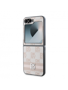 DKNY PU-läderfodral med rutigt mönster och rand till Samsung Galaxy Z Flip 6 Pink