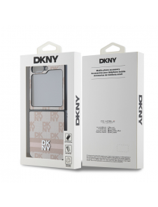 DKNY PU-läderfodral med rutigt mönster och rand till Samsung Galaxy Z Flip 6 Pink