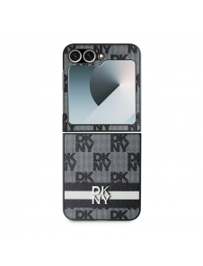 DKNY PU-läderväska med rutigt mönster och rand till Samsung Galaxy Z Flip 6 Black