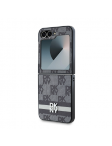 DKNY PU-läderväska med rutigt mönster och rand till Samsung Galaxy Z Flip 6 Black