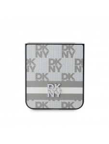 DKNY PU-läderväska med rutigt mönster och rand till Samsung Galaxy Z Flip 6 Beige
