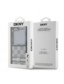 DKNY PU-läderväska med rutigt mönster och rand till Samsung Galaxy Z Flip 6 Beige