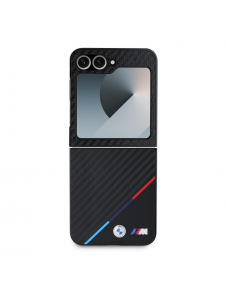 BMW M PU Carbon Tricolor Stripe Fodral till Samsung Galaxy Z Flip 6 Svart