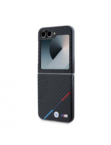 BMW M PU Carbon Tricolor Stripe Fodral till Samsung Galaxy Z Flip 6 Svart