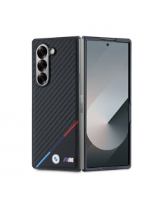 BMW M PU Carbon Tricolor Stripe MagSafe Fodral för Samsung Galaxy Z Fold 6 Svart