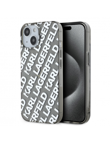 Karl Lagerfeld IML Elektropläterad Repeterad Logotypfodral till iPhone 15 Silver