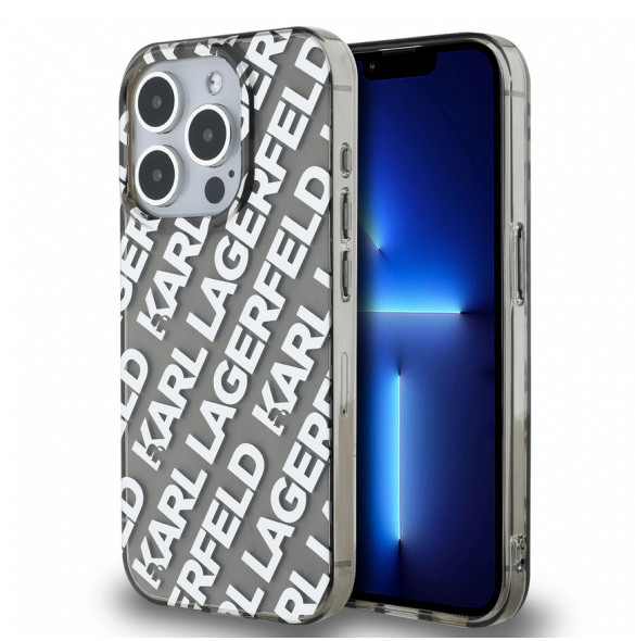 Karl Lagerfeld IML Elektropläterat Repeterad Logotypfodral till iPhone 15 Pro Silver