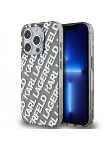 Karl Lagerfeld IML Elektropläterat Repeterad Logotypfodral till iPhone 15 Pro Silver