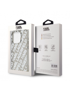 Karl Lagerfeld IML Elektropläterat Repeterad Logotypfodral till iPhone 15 Pro Silver