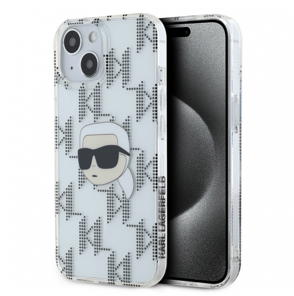Karl Lagerfeld IML Elektropläterat Karl Head-fodral till iPhone 15 Transparent