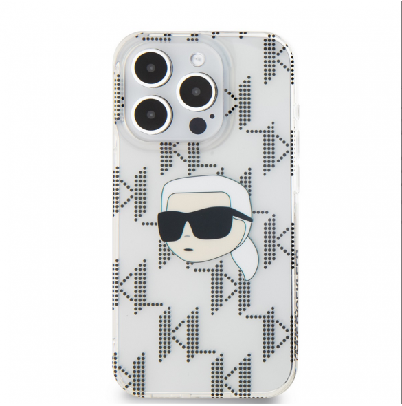 Karl Lagerfeld IML Elektropläterat Karl Head-fodral till iPhone 15 Pro Transparent