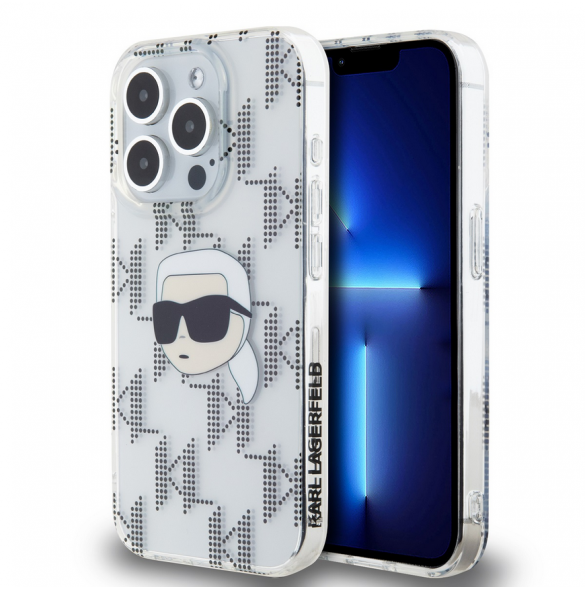 Karl Lagerfeld IML Elektropläterat Karl Head-fodral till iPhone 15 Pro Max Transparent