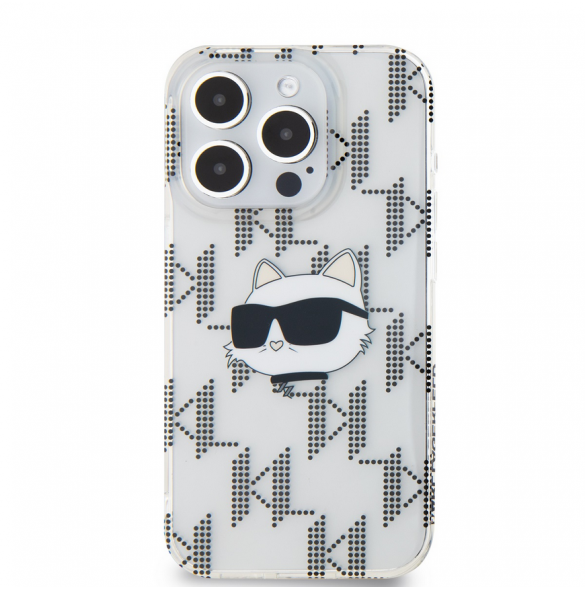 Karl Lagerfeld IML Elektropläterat Choupette-huvudfodral till iPhone 15 Pro Max Transparent