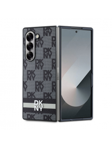 DKNY PU-läderväska med rutigt mönster och rand till Samsung Galaxy Z Fold 6 Black