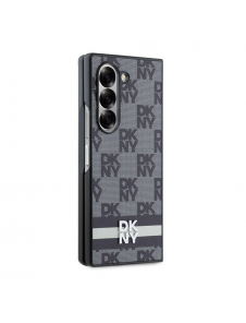 DKNY PU-läderväska med rutigt mönster och rand till Samsung Galaxy Z Fold 6 Black