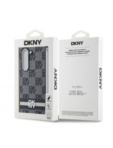 DKNY PU-läderväska med rutigt mönster och rand till Samsung Galaxy Z Fold 6 Black
