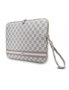 DKNY PU Läder Rutigt Mönster och Stripe Laptop Fodral 15/16" Beige