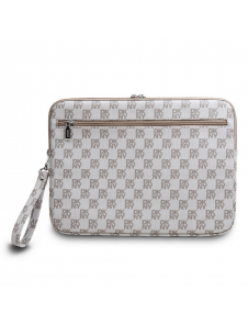 DKNY PU Läder Rutigt Mönster och Stripe Laptop Fodral 15/16" Beige