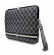 DKNY PU Läder Rutigt Mönster och Stripe Laptop Fodral 15/16" Svart